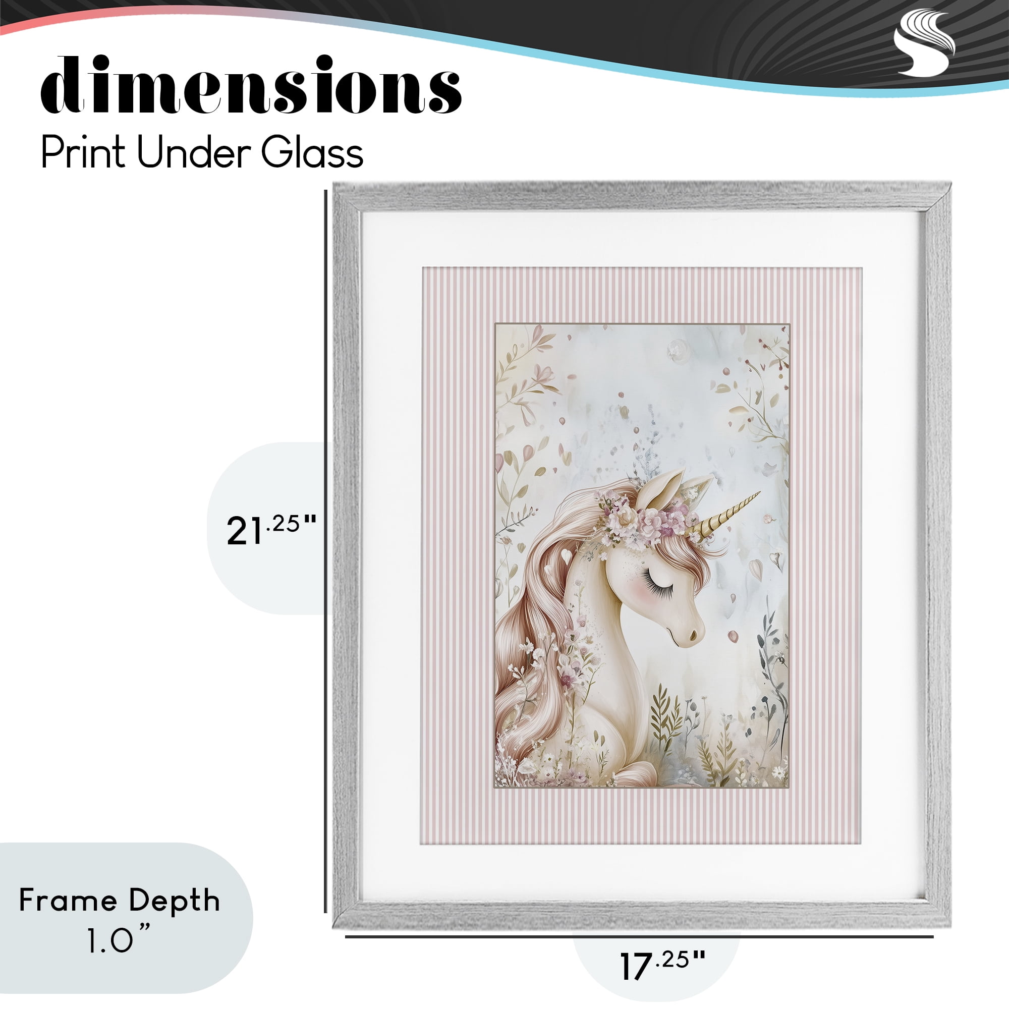 Stupell Industries Enchanted Dreams Unicorn Gray Framed Print Under Glass, design by Christine Simpson Art