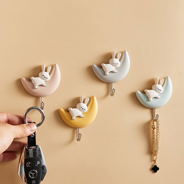 Gancho de pared adhesivo para dormitorio de oficina en casa | Gancho de llave sin taladro sin rastro | Lindo diseño que ahorra espacio | Fuerte soporte de carga para llaves, sombreros, bolsos