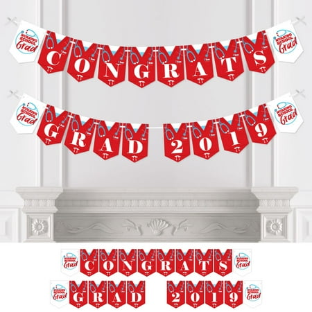 Medical Party Theme Nurse Graduation - Medical Nursing Graduation Party Bunting Banner - Grad Party Decorations - 2019 Red Graduation ()