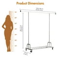 thumbnail image 4 of Baokaler 500 lbs Clothing Rack Heavy Duty Hanging Rack with Shelves Collapsible Clothes Racks on Wheels Rolling Garment Rack for Hanging Clothes Portable Adjustable, Chrome Finish, 4 of 9