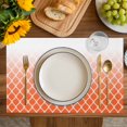 thumbnail image 4 of Orange Ombre Stripe Placemats Set of 4, Modern Abstract Art Gradient Striped Placemats for Dining Table, Place Mats for Kitchen Tabletop, Waterproof Wipeable Dining Table Mats Set, 4 of 9