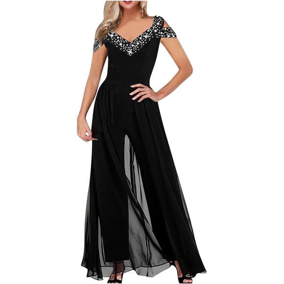 Women Flowy Jumpsuit Wedding Guest Rompers Elegant Playsuit Fashion Jumpsuits Sexy Casual One-Piece Long Pants