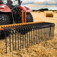 thumbnail image 4 of GloryStar 60 Inch Pine Straw Needle Rake, Durable Powder Coated Steel Spring Landscape Rake Attaches to Cat 0 Cat 1,3 Point Hitch for Tractor, Orange, 4 of 7