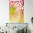 thumbnail image 4 of Nature Tapestry, Japanese Cherry Sakura Floral Artwork in Soft Color over Blurred Background, Wall Hanging for Bedroom Living Room Dorm Decor, 40W X 60L Inches, Pink Green Yellow, by Ambesonne, 4 of 5