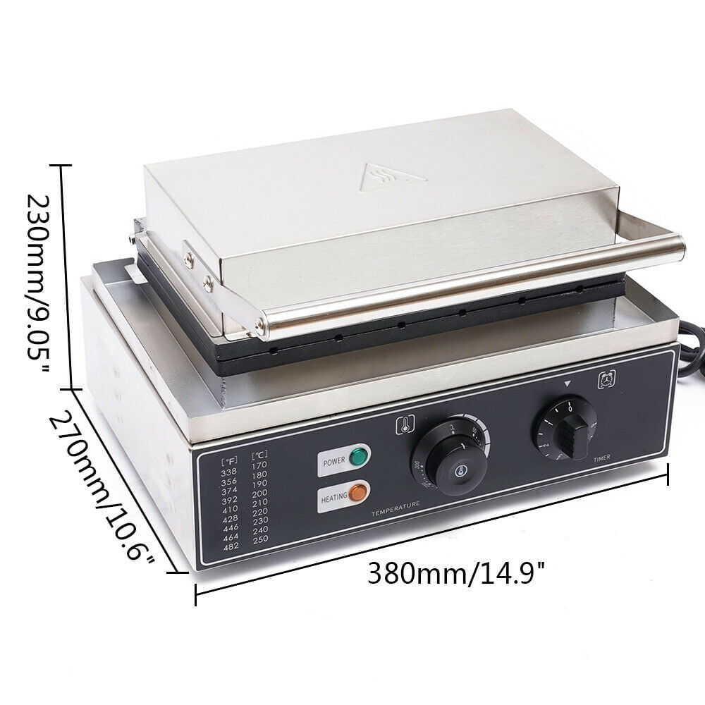 110V Waffle Making Machine Silver Waffle Maker Non-Stick Waffle Making Machine for Fast Food Restaurants