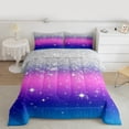 thumbnail image 2 of Feelyou Glitter Sequin Print Bedding Comforter Set for Female, Cartoon Dreamy Stars Print Twin Comforter Sets, Modern Fashion Reversible Bedding Set, Lightweight Room Decor, 2 Pieces, 2 of 8