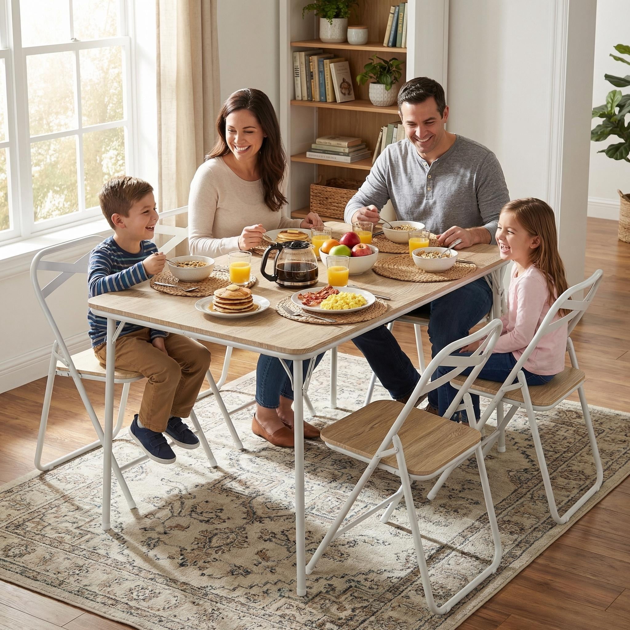 Homy Casa Folding Chairs 6 Pack with Wood Seat, Space Saving Extra Seating for Dining Party Guests
