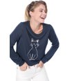 thumbnail image 2 of INSPIRE CHIC Sudadera con estampado de gato de cuello redondo para mujer Azul XS, 2 of 6