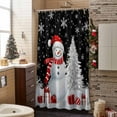 thumbnail image 3 of Shower Curtain 72"W x 84"L Snowman Christmas Tree Winter Snowflake Black Fabric Shower Curtains Set with Hooks Water Repellent Bathroom Curtains Machine Washable Bathroom Accessories, 3 of 7