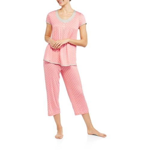 Sun, Moon & Stars Women's Rayon Short Sleeve Sleep Top and Capri Pant 2 ...