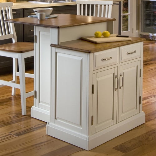 Home Styles Woodbridge 3 Piece Kitchen Island Set with Wood Top