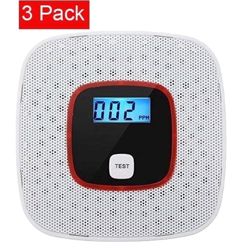 3 Pack Gas Detector with LCD Display, Battery Operated Detector UL Certified