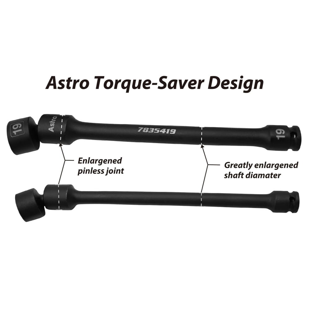 Astro Pneumatic 10pc 3/8" Drive 6Pt Pinless Universal Torque-Saver Impact Extension Socket Set - Metric