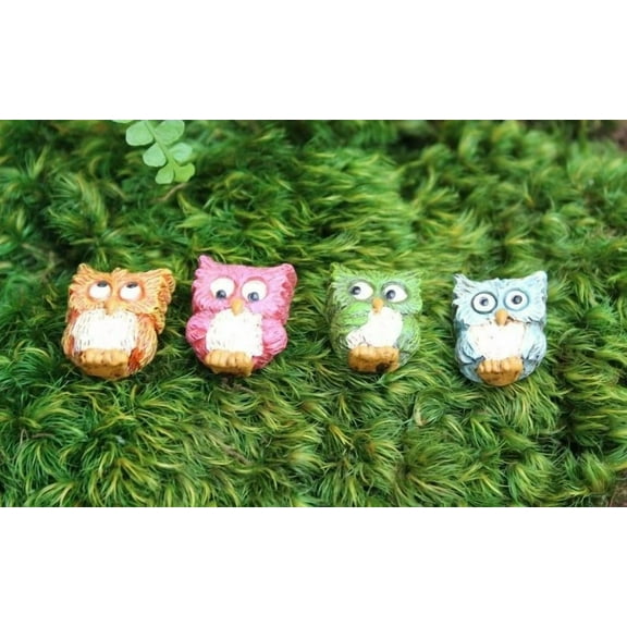 Miniature Fairy Garden S/4 Whoo Goes There Owl Stepping Stones - Buy 3 Save $5