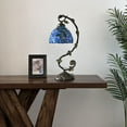 thumbnail image 5 of Tiffany Table Lamp Blue Stained Glass Green Leaves Iron Metal Leaves Bronze Base For Living Room Dining room Bedroom Bedside 21"H, 5 of 6