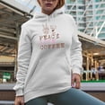 thumbnail image 2 of Peace, Love, Coffee with Skeleton Hand & Tumbler Art Merch Gift, White Hooded Sweatshirt or Hoodie, XL, 2 of 5