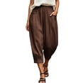 thumbnail image 3 of Tqyyweavej Harem Pants Women Elastic Waisted Comfy Balloon Pants Trousers Baggy Solid Color Capri Pants for Women with Pockets, 3 of 10