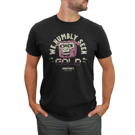 Men's A Minecraft Movie Pink Sheep We Seek Gold Graphic T-Shirt