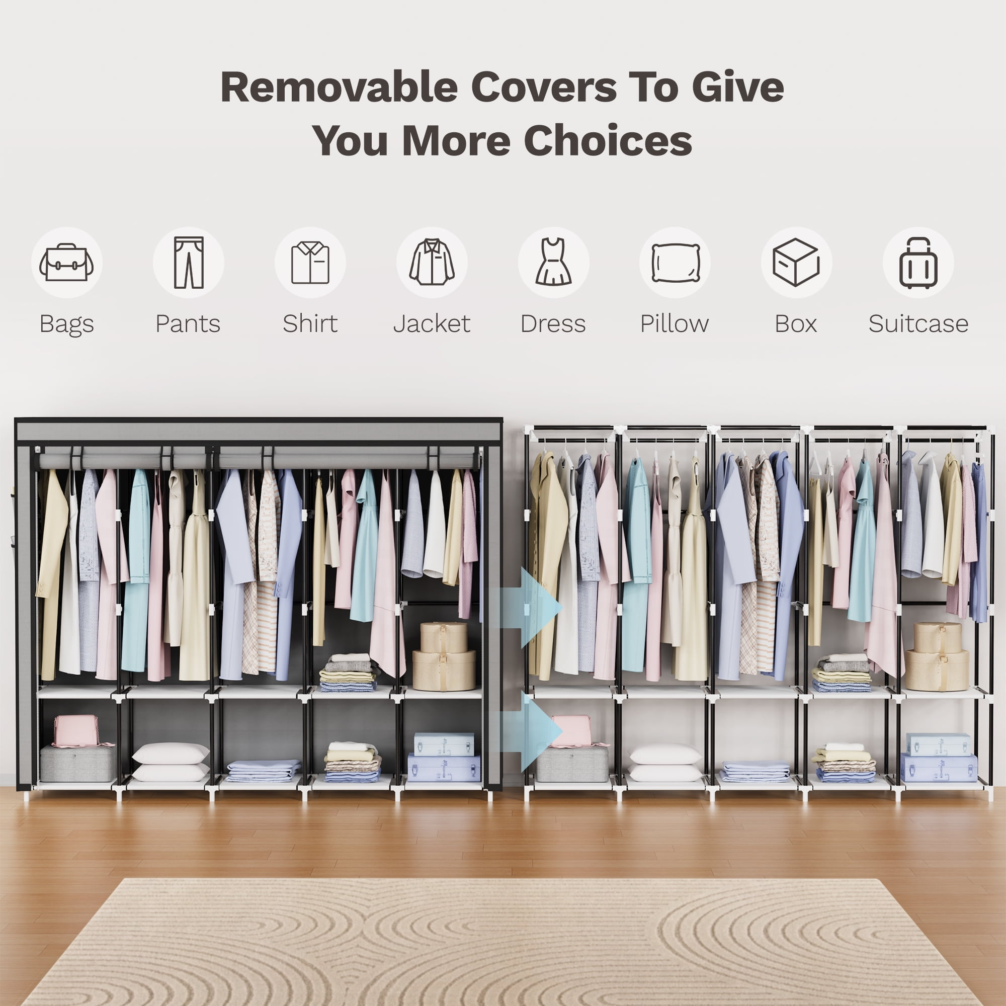 Riousery Portable Closet, 83 Inch Wardrobe Closet for Hanging
