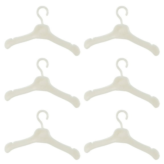 60pcs White Plastic Doll Hangers for Mini Dress Organization and Decoration
