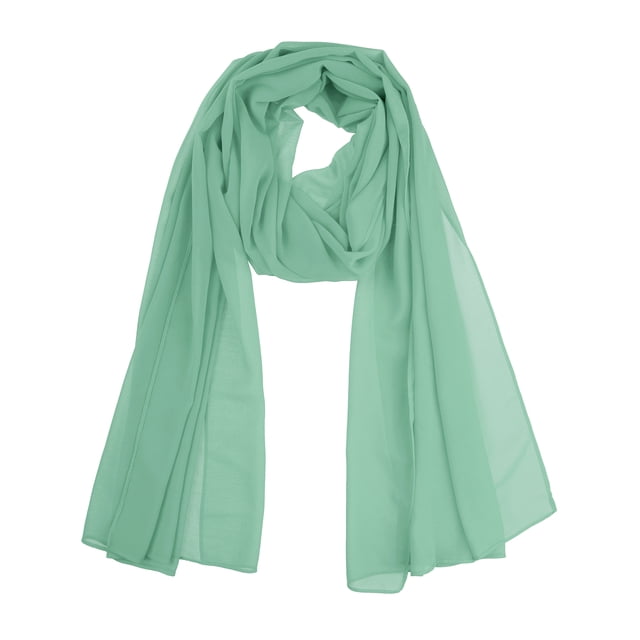 INSPIRAR CHIC Bufanda de Chiffon Sólido para Mujeres Ligera Suave Sheer Larga Envoltura para la Cabeza Chal Bufandas Verde Acuamarina 68.9x27.6 pulgadas