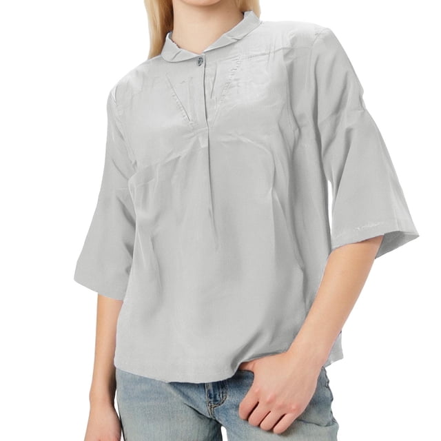Hiiyo T-Shirt Femme Manches 3/4 Col Rond T-Shirt Ample Décontracté (S-TTTG)