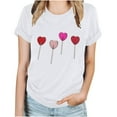 thumbnail image 4 of Sakmal Trendy Tops for Women 2024 White Short Sleeve Love Heart Crew Neck T-Shirts Ladies Shirts and Tops, 4 of 4