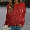 thumbnail image 2 of Women's Glitter Sparkle Long Sleeve Pullover Sweatshirt Casual Loose Fit Crew Neck Tops, 2 of 5