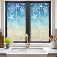 thumbnail image 3 of Blue Beige Ombre Coastal Window Privacy Film, Nautical Beach Starfish Coral Summer Static Cling UV Sun Blocking Tint Film Heat Control Windows Films for Bedroom Bathroom, Window Stickers 17.7"x39.3", 3 of 8