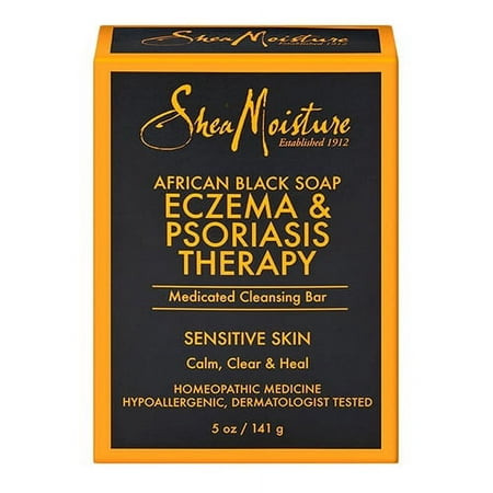 Shea Moisture Eczema And Psoriasis Therapy African Black Medicated Cleansing Bar Soap, 5 Oz, 3 Pack