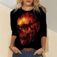 thumbnail image 2 of Camiseta de manga larga con estampado de cuello redondo a la moda para mujer, blusas informales sueltas Fridja  hkj2787, 2 of 5