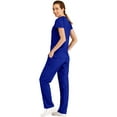 thumbnail image 2 of Minty Mint, Women's, V Neck Solid Stretch Medical Scrub Set, Royal Blue, L, 2 of 5
