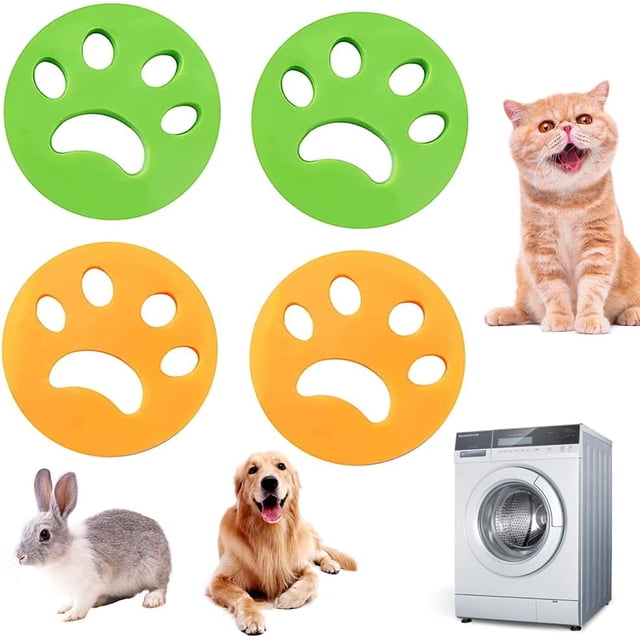 Juego de 4 piezas para quitar pelo de mascotas para lavadora, removedor de pelo reutilizable para limpiar pelo de mascotas, cabello humano y residuos de algodón.