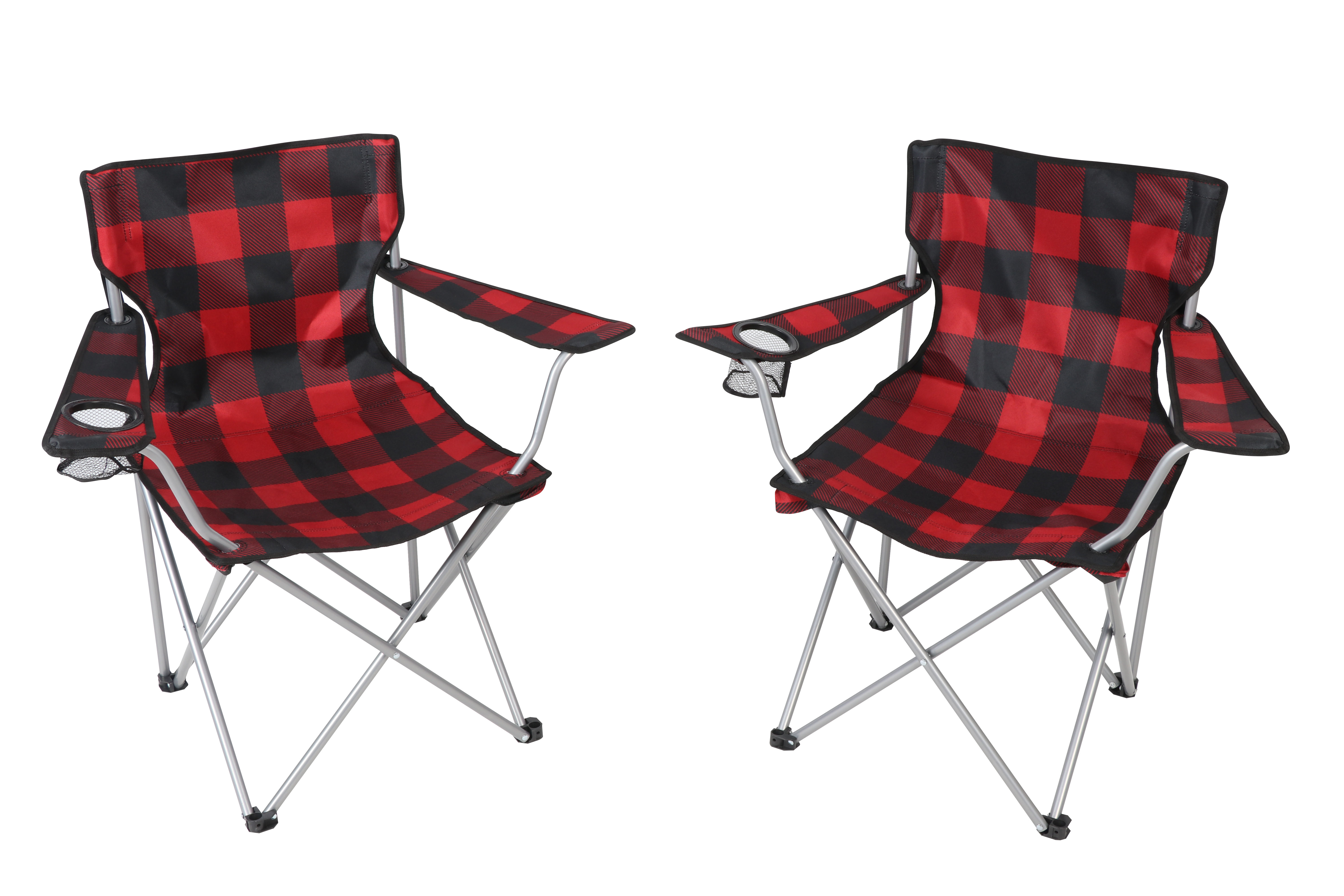 Ozark Trail 3 Piece Buffalo Plaid Camping Chairs and Blanket Combo, Red, Adult - image 2 of 6