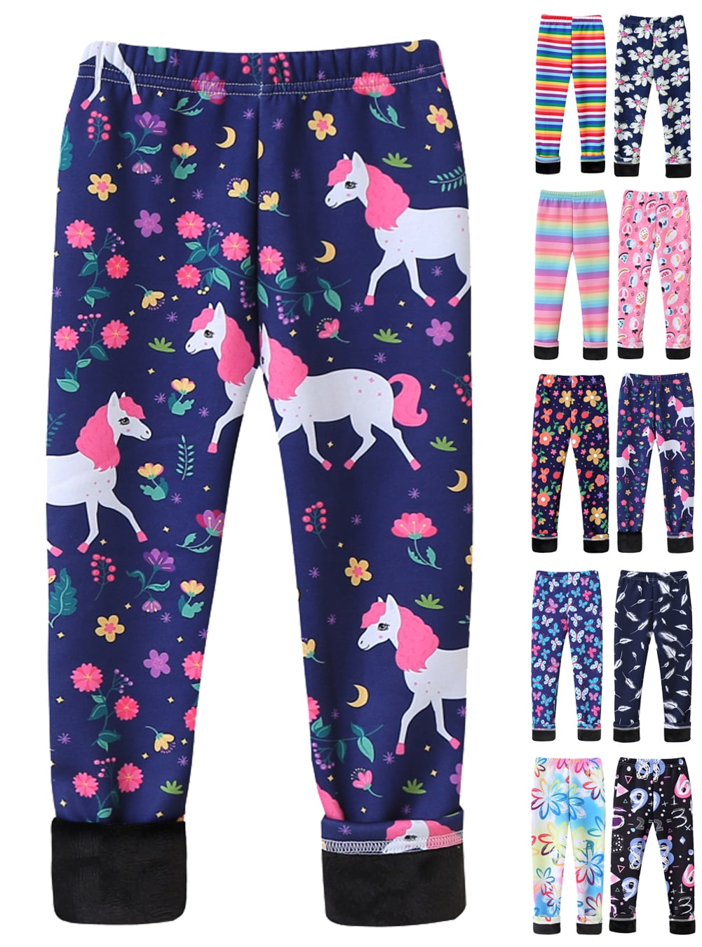 SYNPOS Toddler Girls Leggings Footless Kids Fleece Thick Warm Tights Stretchy Skinny Trousers