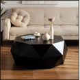 thumbnail image 2 of 38"Three-dimensional Embossed Pattern Design American Retro Style Coffee Table,Black Tabletop, 2 of 11