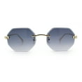 thumbnail image 5 of Bevel Octagonal Gangster Rimless Jaguar Head Hinge Showy Sunglasses Gold - Smoke, 5 of 7