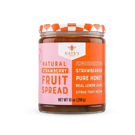 Nate's Honey Sweetened Natural Strawberry Fruit Spread, 10 oz