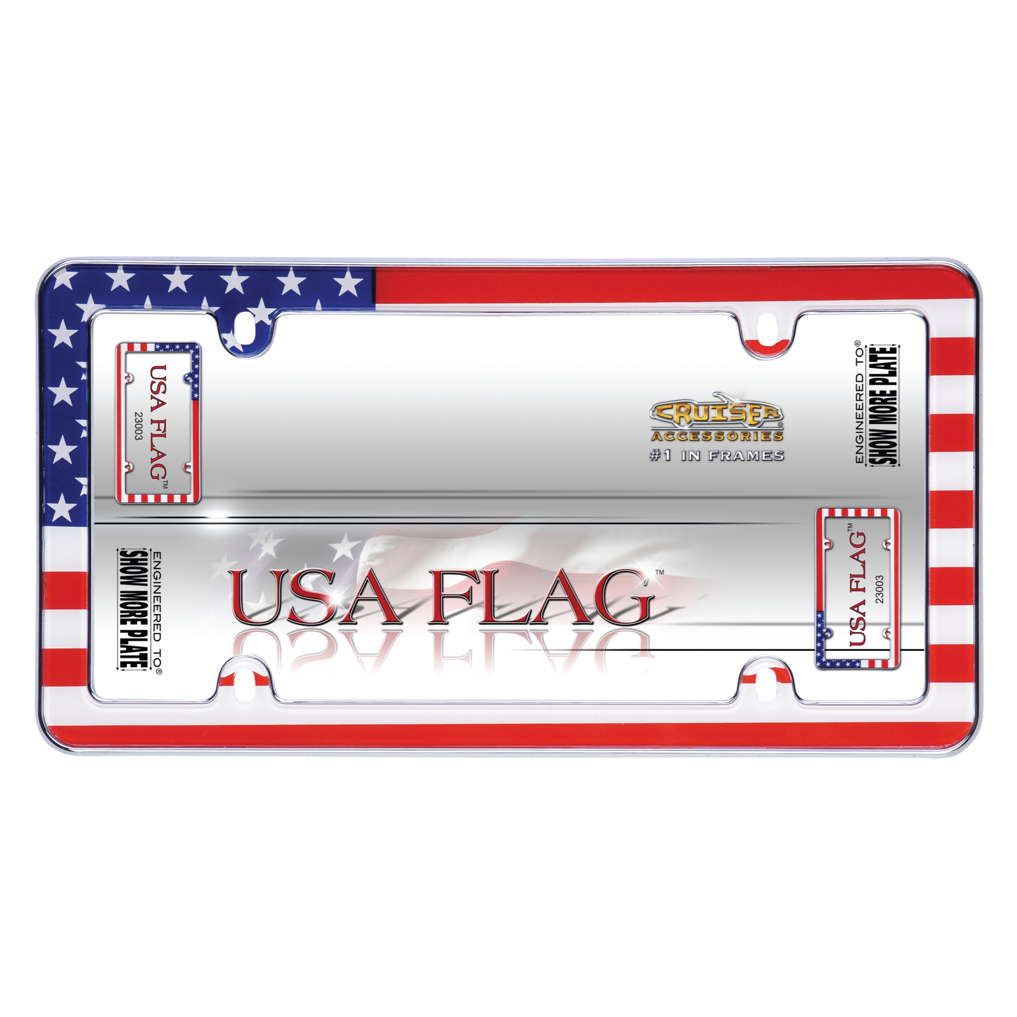 Cruiser Accessories 23003 USA Flag License Plate Frame- Chrome