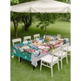 thumbnail image 4 of Outdoor Tablecloth with Umbrella Hole for Patio/Picnic/Party/Camping, Spring Flowers Waterproof Table Cloth Rectangle Table Cover Washable, Farmhouse Watercolor Teal Wood Grain (54"x 80"), 4 of 8