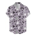 thumbnail image 3 of Mens Halloween Shirt Stylish Cartoon Pumpkins Ghostfaces Printed Short Sleeve Button Down Lapel Tops Comfortable Daily Wear Shirts for Men Light Purple XXL, 3 of 5
