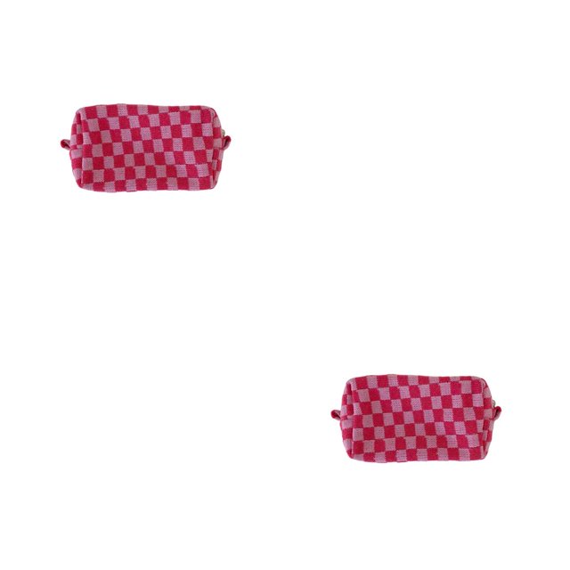 Minnieouse Bolsa de maquillaje de tela tejida, bolsa para delineador de ojos, artículos de tocador para el hogar, bolso, organizador de viaje, tartán rosa Type3 NO3 Minnieouse CBP212308