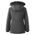 thumbnail image 5 of Women's Winter Fleece Warm Coat Windproof Long Down Jacket Hooded Thicken Outerwear with Pockets Gray XXL, 5 of 7