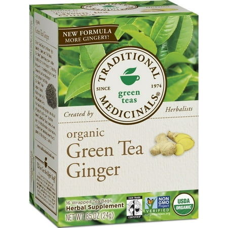 TRADITIONAL MEDICINALS Thé vert Thé vert bio Ginger Sachets de thé - 16 CT