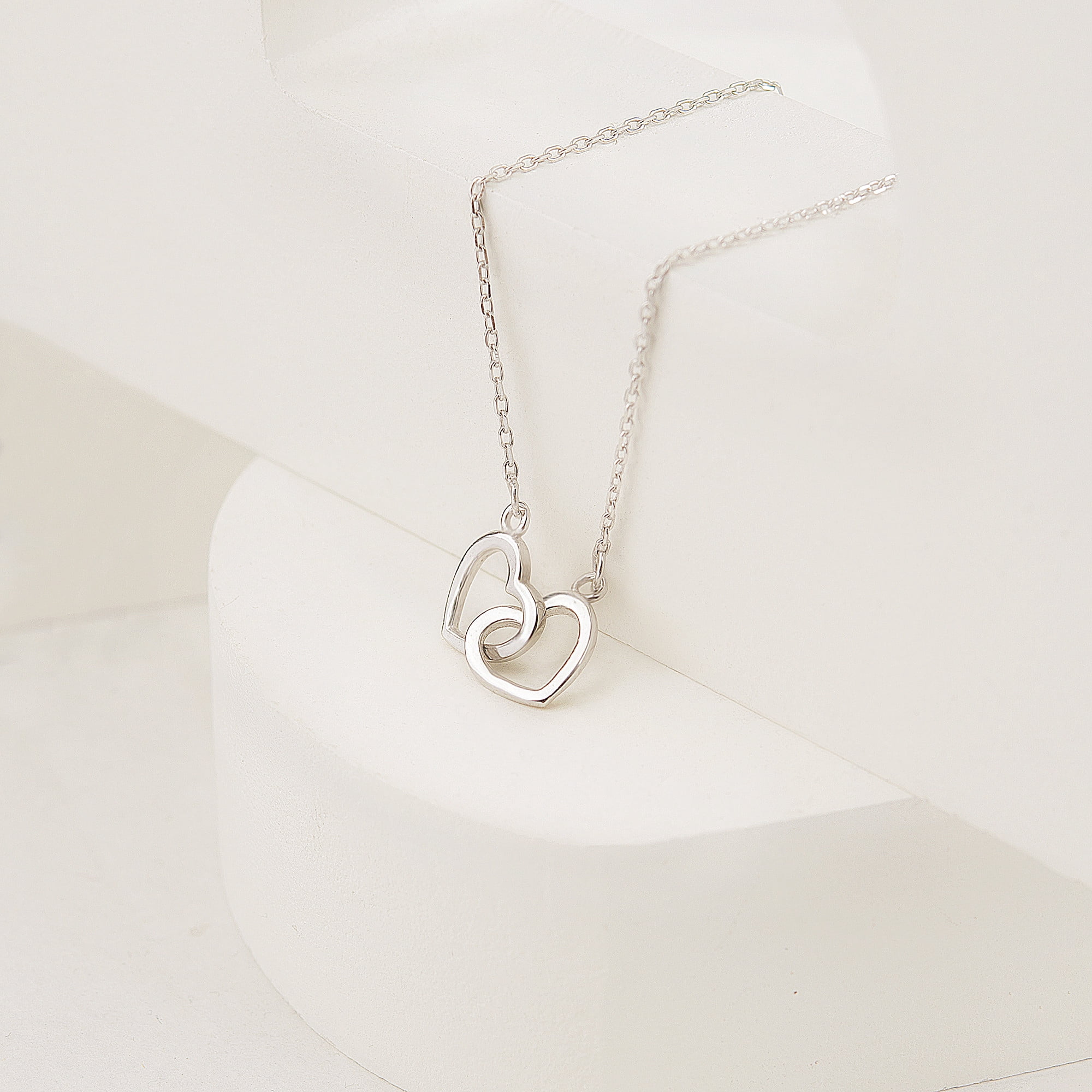 Anavia Mother And Child Jewelry, 925 Sterling Silver Double Heart Necklace Gift, Bonus Child's Birthday, Graduation Card Gift