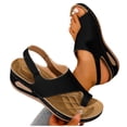 thumbnail image 7 of Womens Wedge Sandals Leather Women's Fashionable Casual Plus-Size Wedge Heel Height-Increasing Shoes Spring/Summer Style Trendy And Comfortable Beach Sandals Black 37, 7 of 7