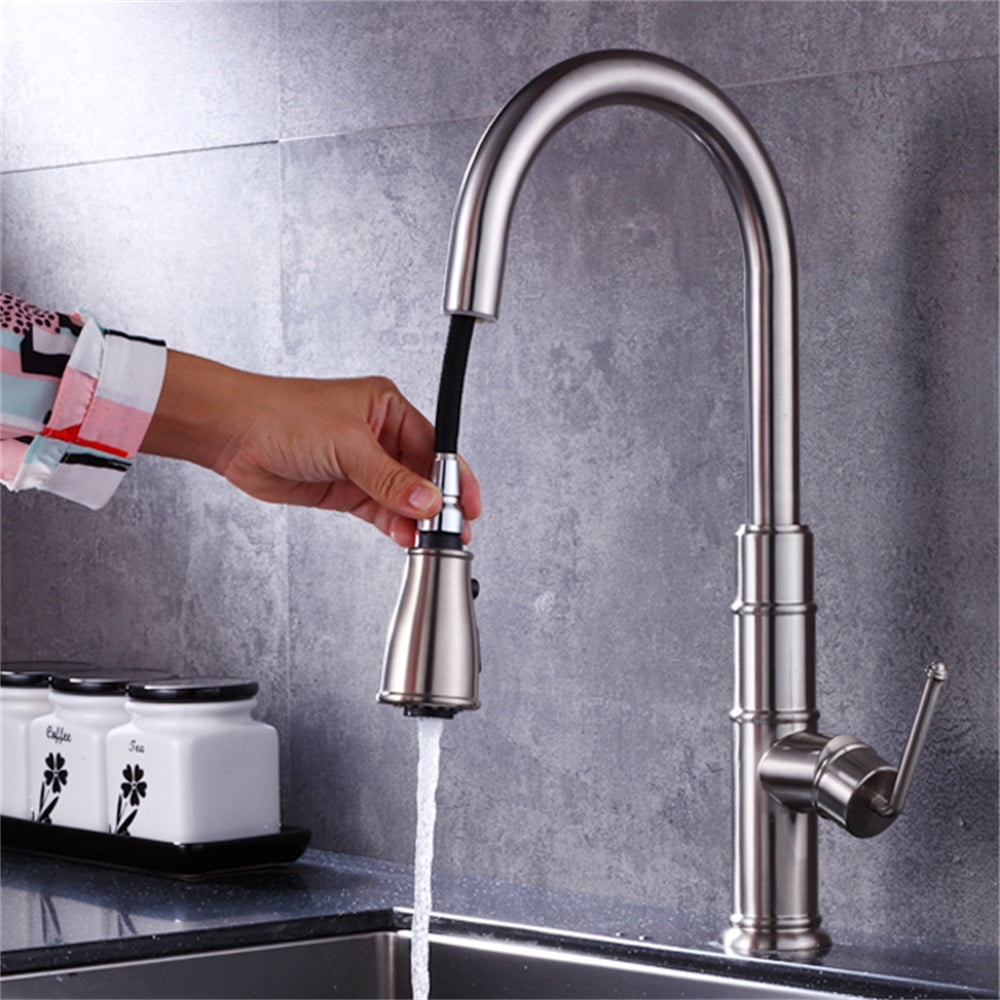Kepooman 8505 Kitchen Faucet, Bathroom Single Handle High Arc Pull out Faucet for Home, Pull Down Single Level Stainless Steel Kepooman 8505 Kitchen Faucet, Bathroom Single Handle High Arc Pull out Faucet for Home, Pull Down Single Level Stainless Steel