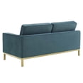 thumbnail image 3 of Modway Loft Gold Stainless Steel Leg Performance Velvet Loveseat in Gold Teal, 3 of 5