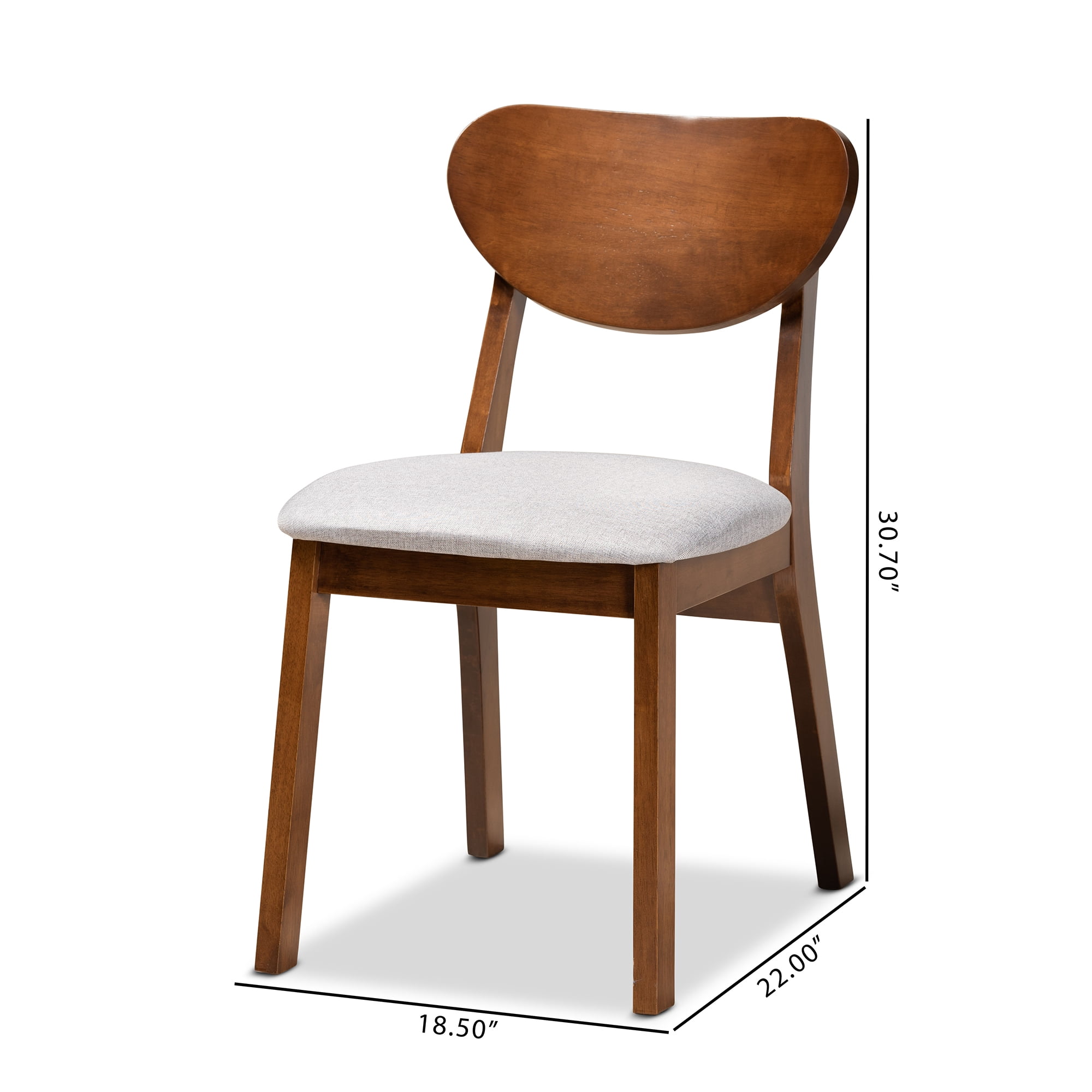 Baxton Studio Damara Dining Chair, Set of 2, Grey