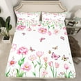 thumbnail image 2 of Manfei Western Garden Flower Twin Sheet Sets, Rustic Farmhouse Butterfly Twin Fitted Sheet, Teen Kid Adult Female Flat Sheet, Microfiber Bedroom Decor, 3 Pieces, 2 of 7